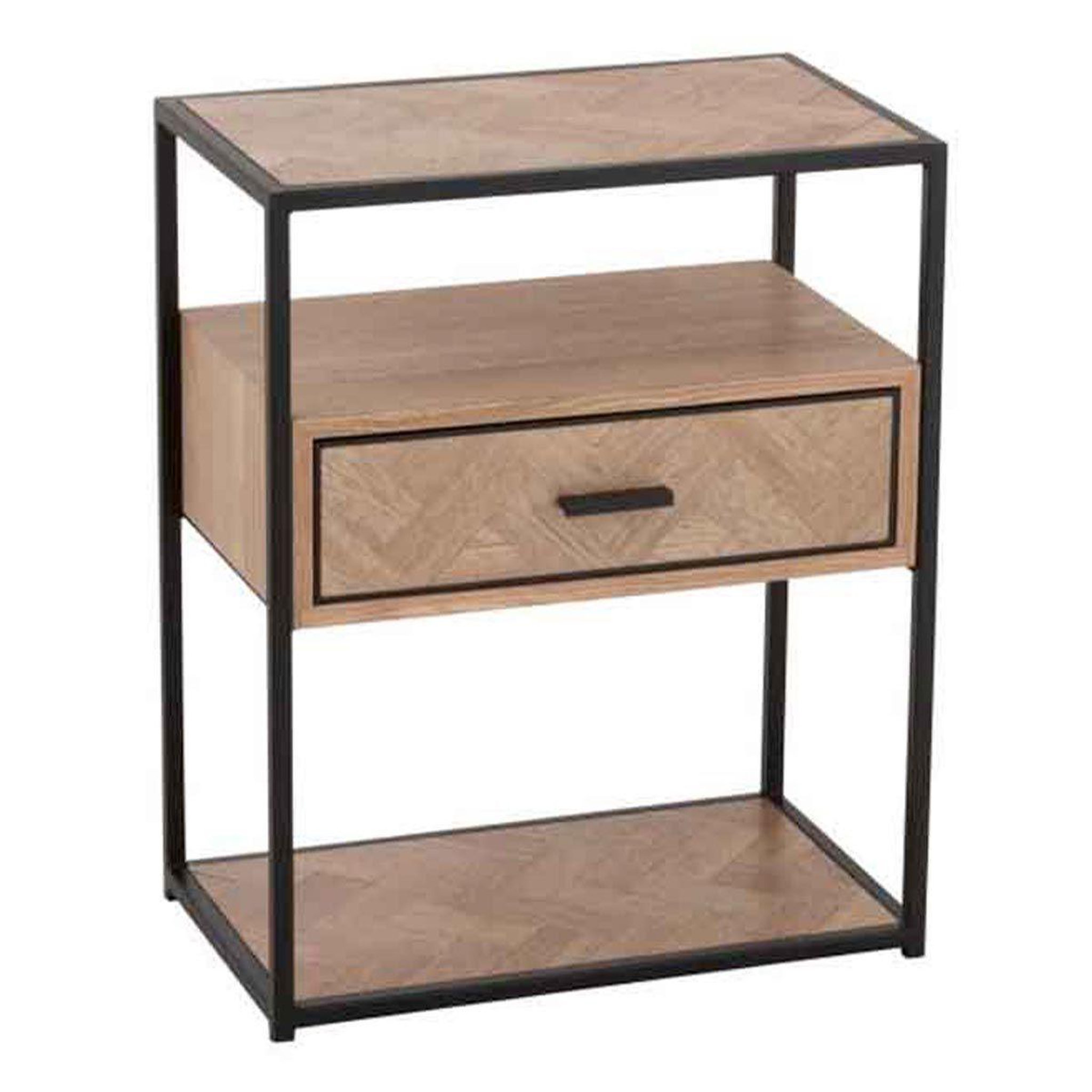 Voir la diapositive 1 : J-LINE Table d'appoint 1 tiroir  miraza  61cm naturel & noir