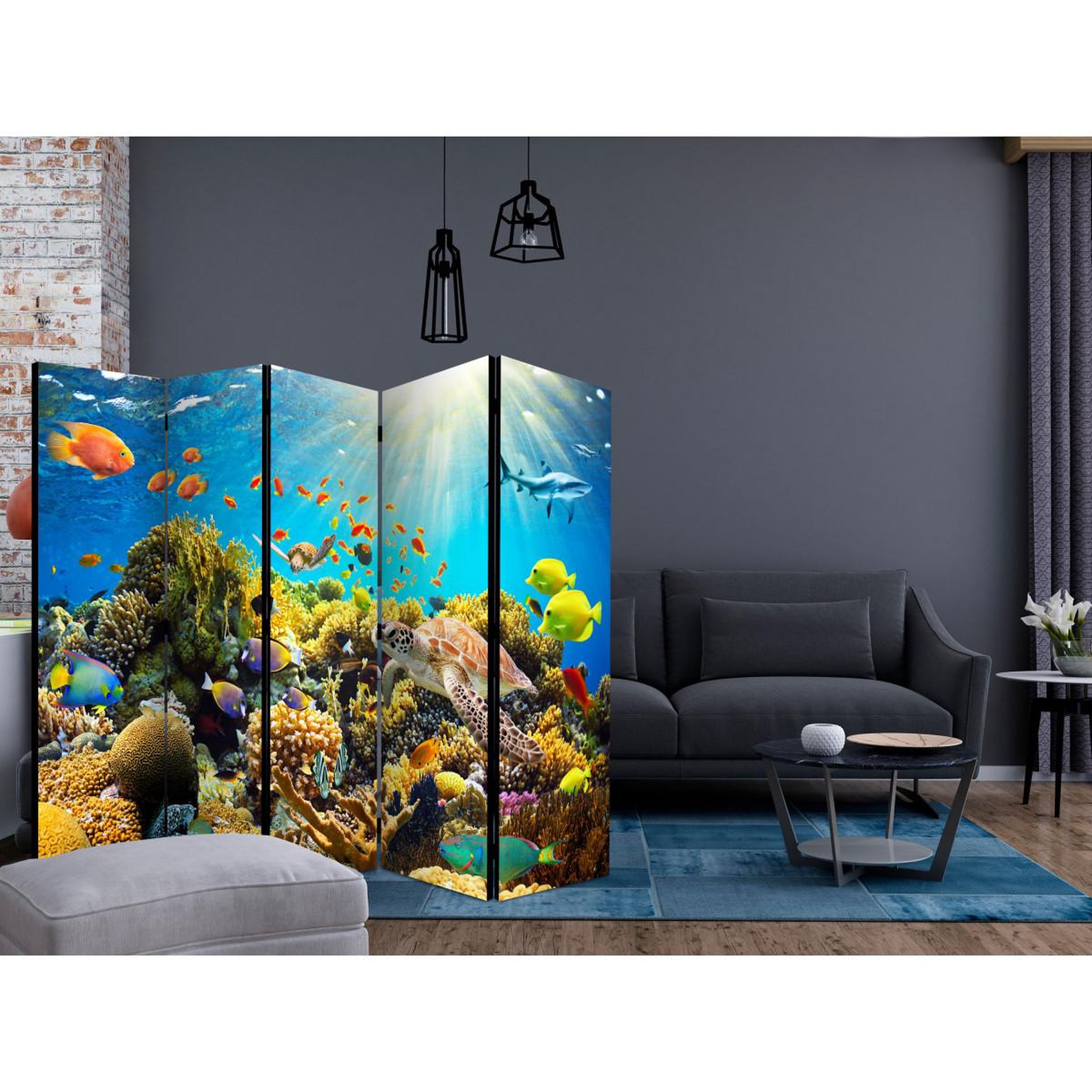 Voir la diapositive 2 : Paris Prix Paravent 5 volets  underwater land  172x225cm