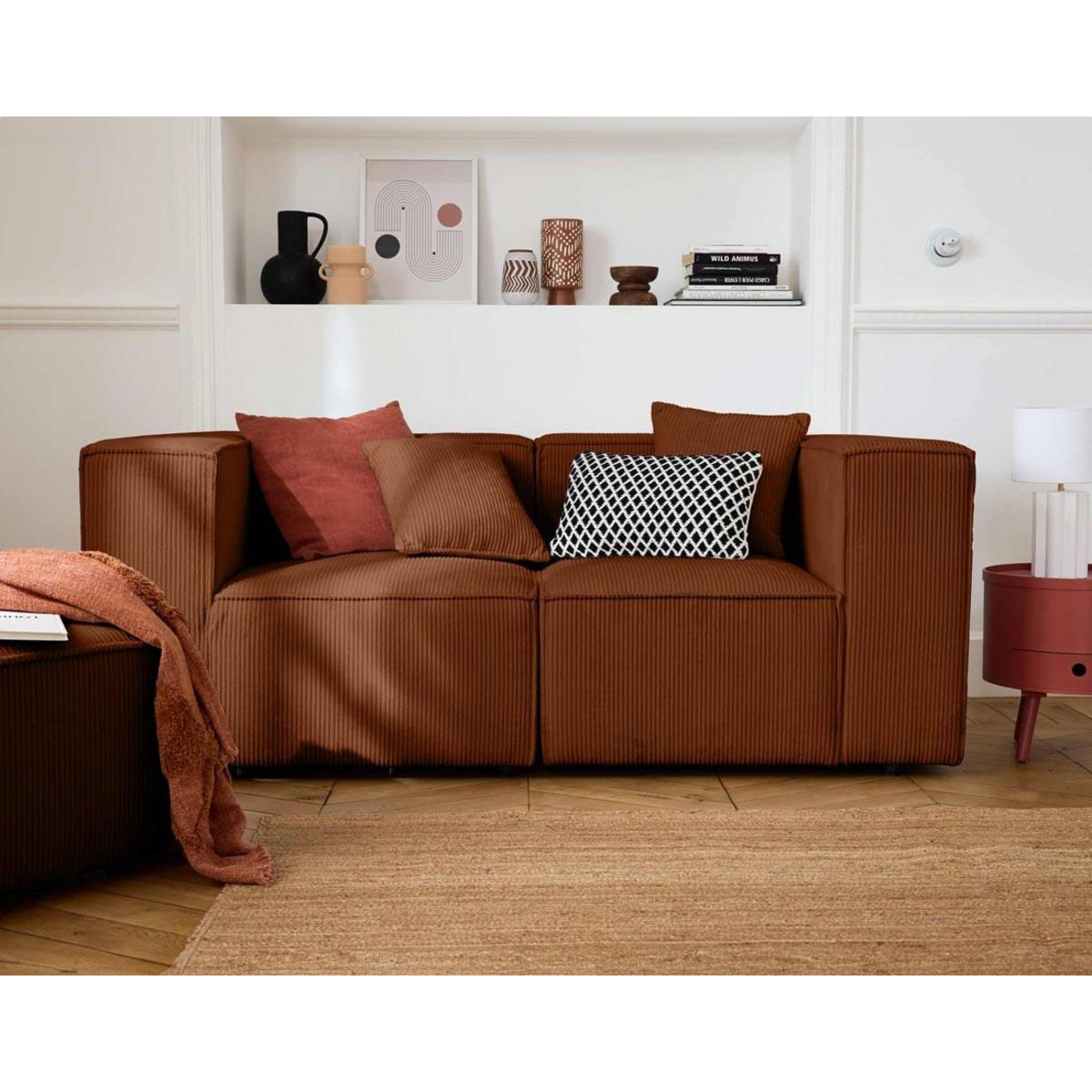 LISA DESIGN Arty - module d'assise droit - en velours côtelé