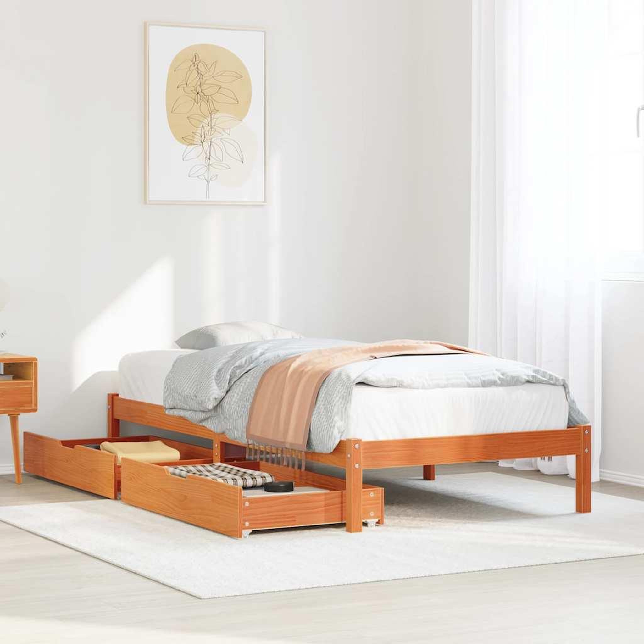 VIDAXL Cadre de lit sans matelas cire marron 100x200cm bois pin massif