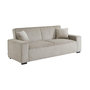 Voir la diapositive 1 : SWEEEK Canapé convertible 3 places beige velours côtelé L 231 x P 96.5 x H 80cm