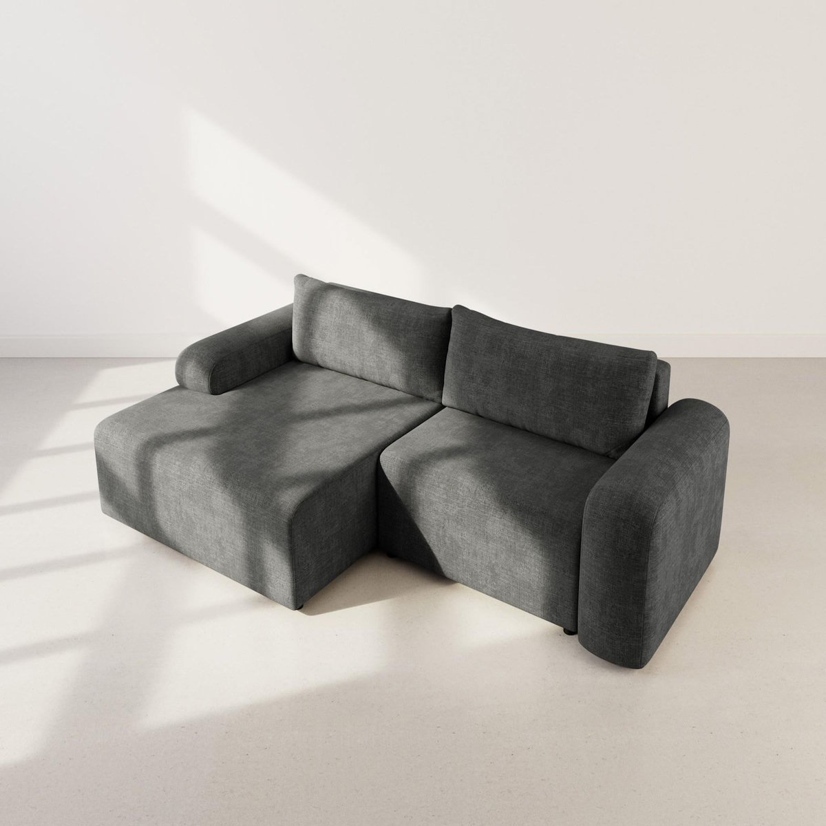 BEST MOBILIER Rebecca - canapé d'angle gauche 4 places convertible avec coffre en velours texturé