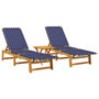 Voir la diapositive 2 : VIDAXL Chaises longues lot de 2 et table bleu fonce bois massif acacia