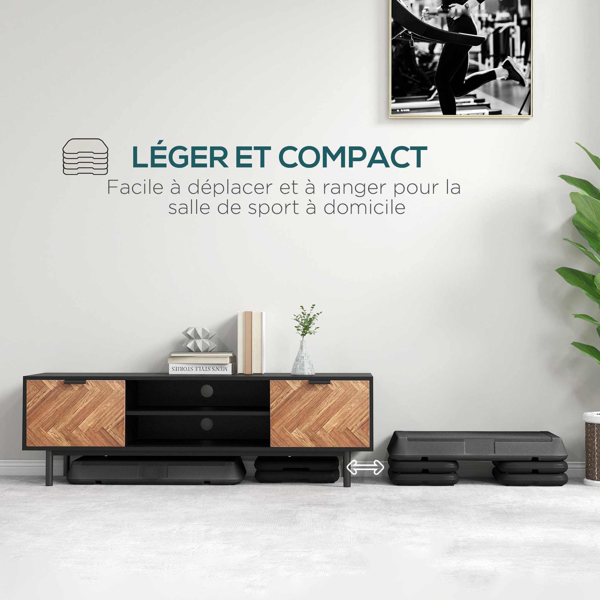 Voir la diapositive 6 : HOMCOM Stepper aérobic fitness hauteur réglable 3 niv. 10/15/20 cm surface antidérapante pe gris