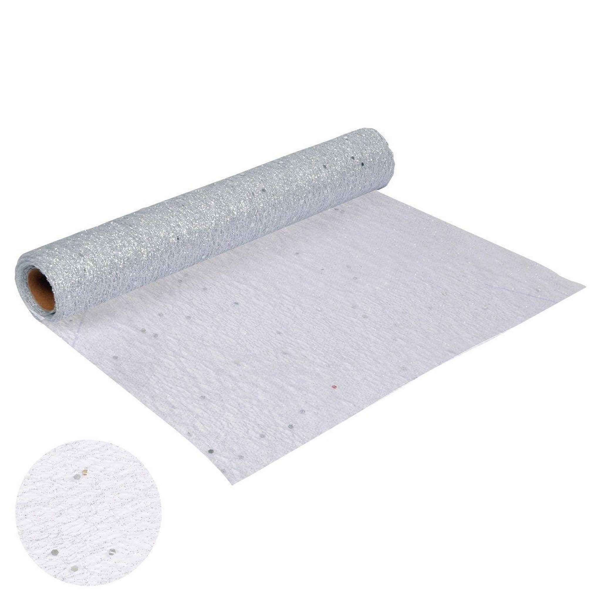 Voir la diapositive 2 : HOMEA Chemin de table jetable  sequins  30cmx4m argent