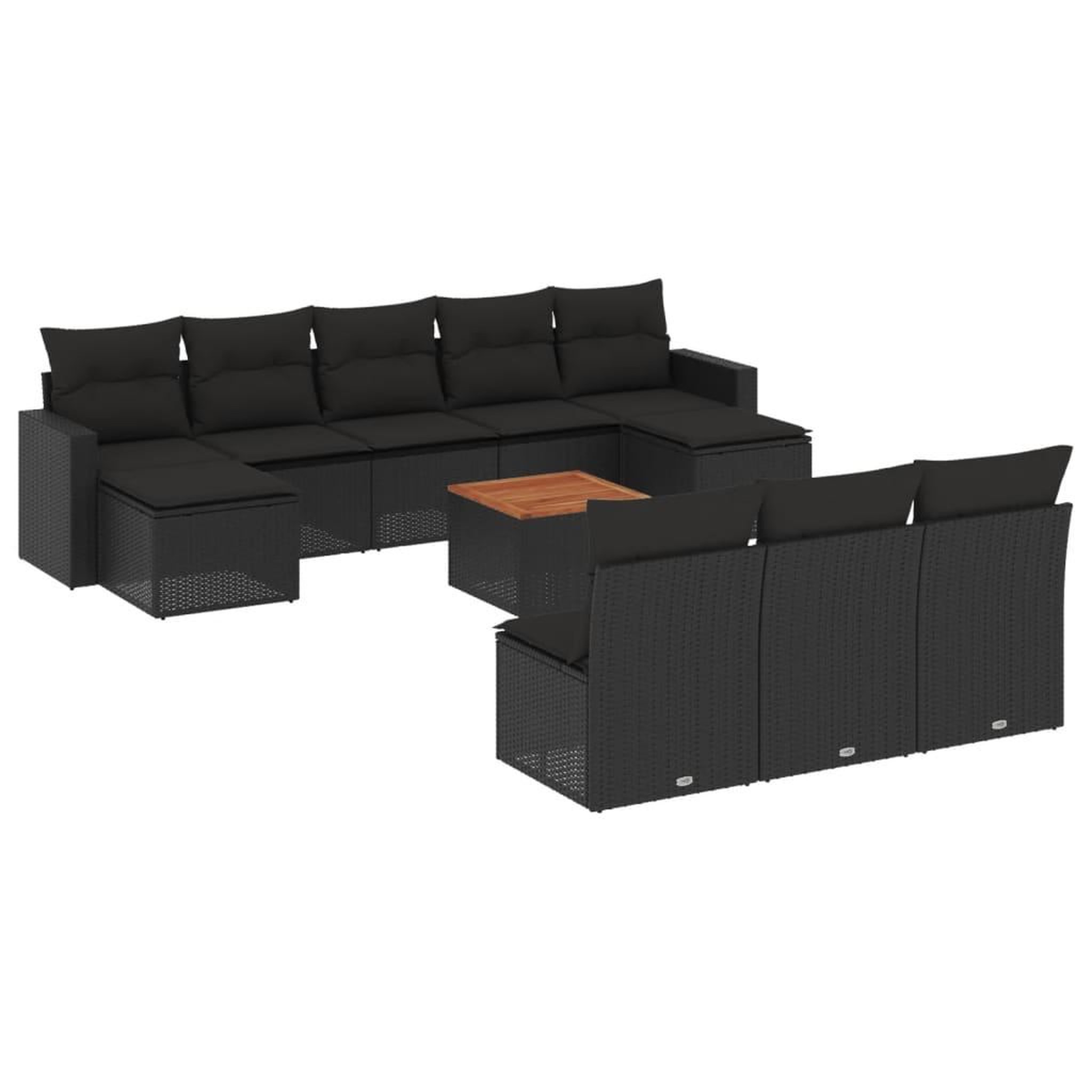 Voir la diapositive 2 : VIDAXL Salon de jardin 11 pcs avec coussins noir resine tressee