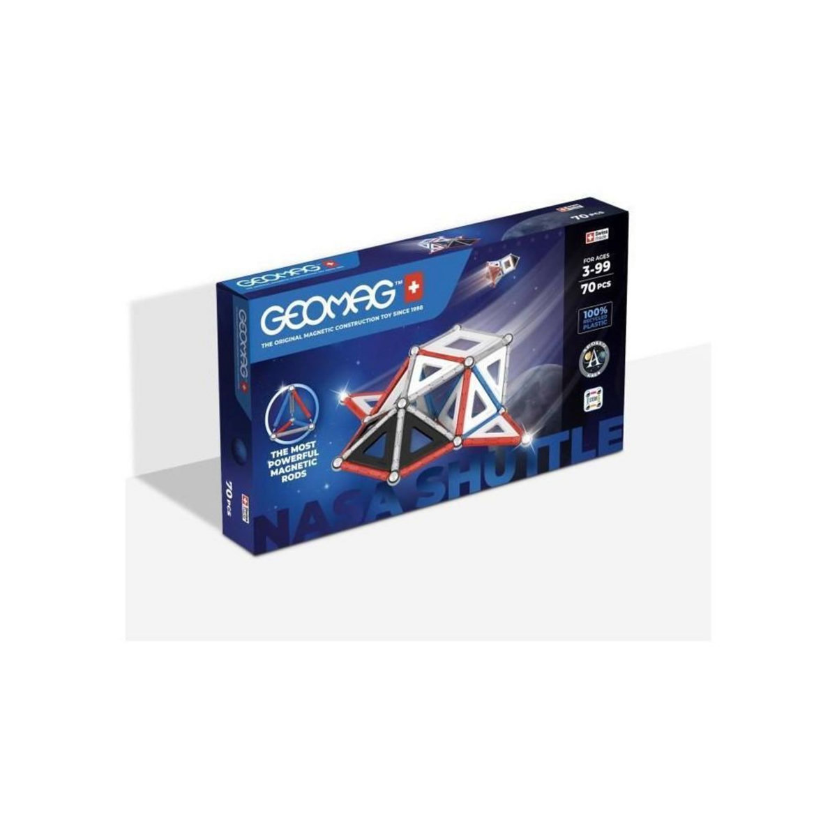 Geomag Jeu de construction magnétique - GEOMAG - Classic Panels - Navette NASA - 70 pieces - Magnétique - Des 3 ans