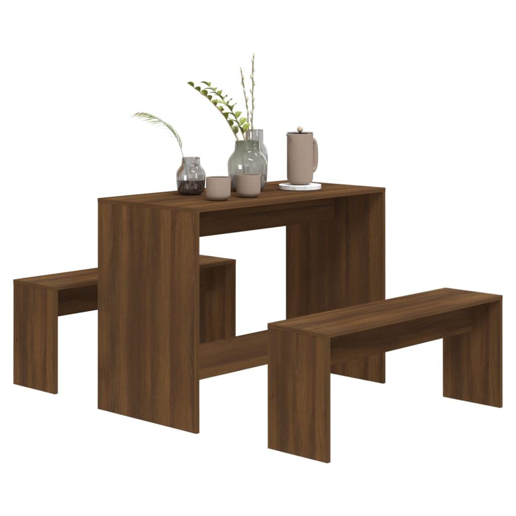 Voir la diapositive 4 : VIDAXL Ensemble a manger 3 pcs Chene marron Bois d'ingenierie