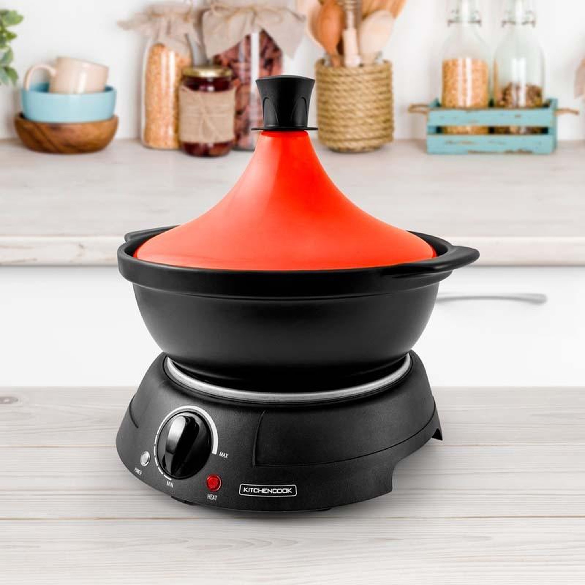 Voir la diapositive 5 : KITCHENCOOK Tajine électrique Avec Pot En Terre Cuite Kjine_3 Rouge Kitchencook