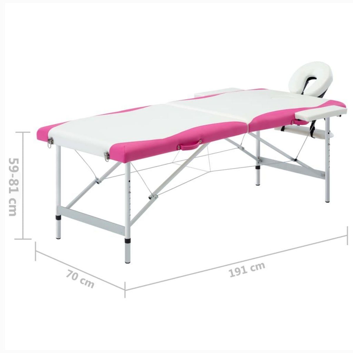 VIDAXL Table de massage pliable 2 zones Aluminium Blanc et rose