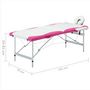 Voir la diapositive 6 : VIDAXL Table de massage pliable 2 zones Aluminium Blanc et rose