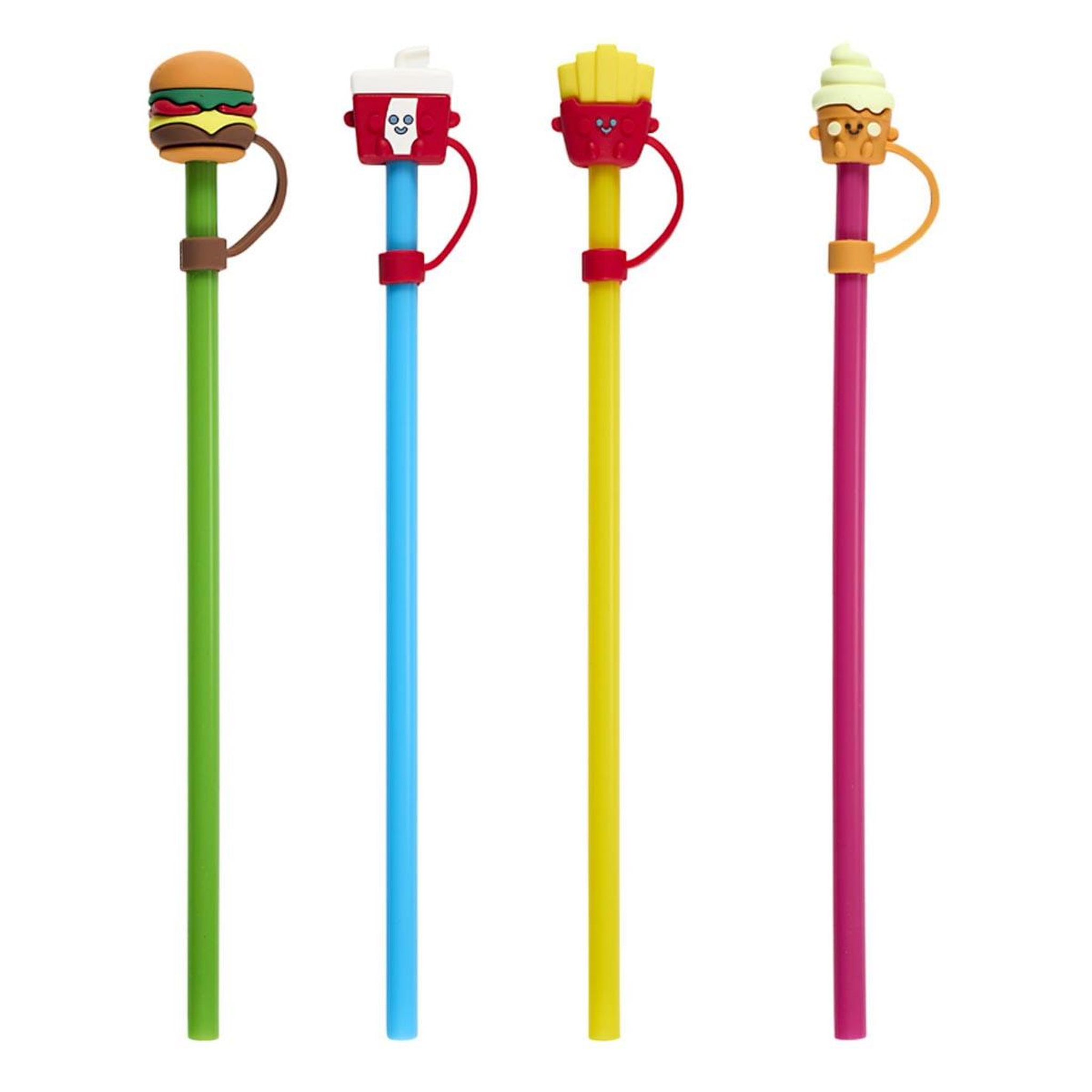 Voir la diapositive 1 : COOK CONCEPT Lot de 4 pailles avec embout  fast food  24cm multicolore