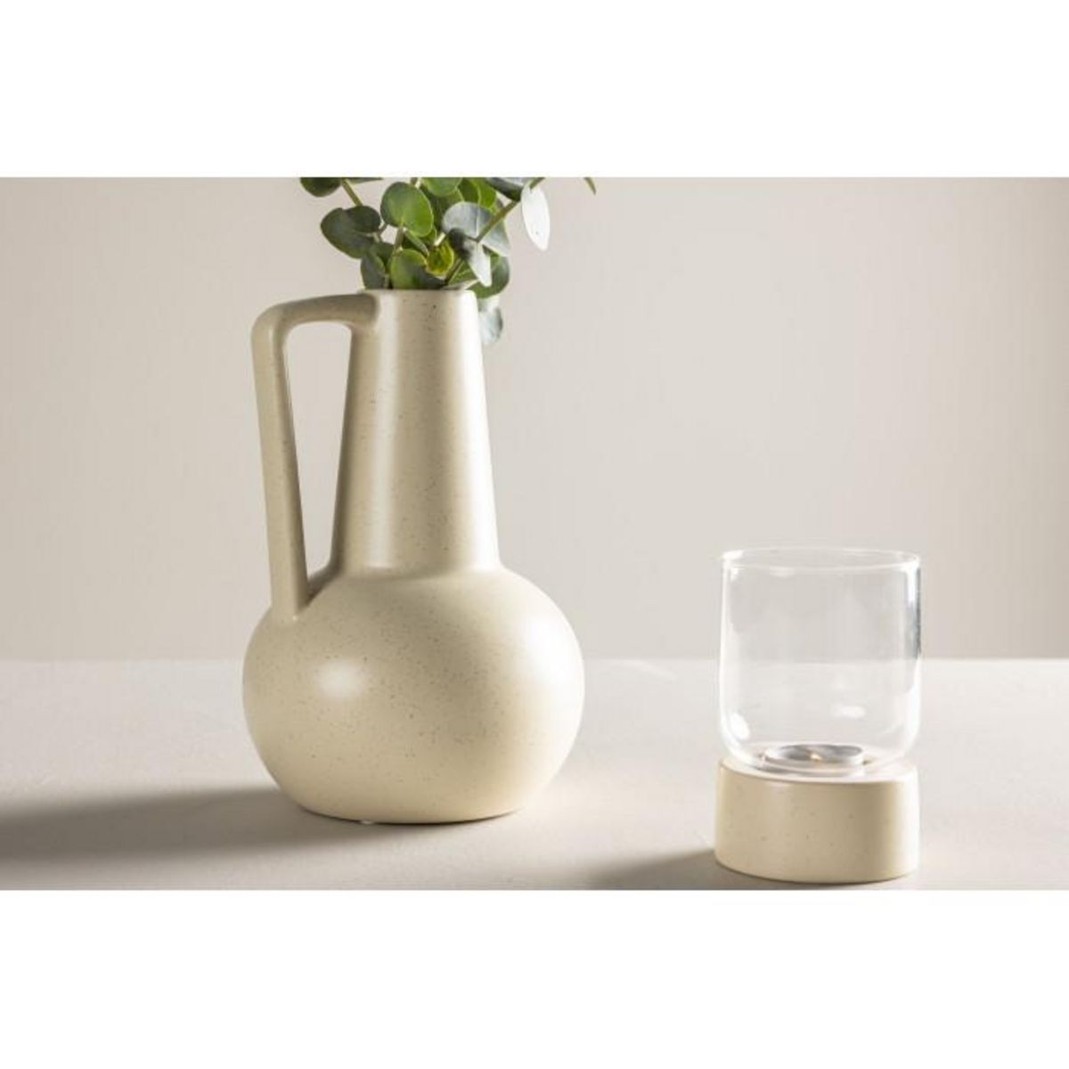 Paris Prix Vase Design en Céramique  Lane  22cm Beige & Noir