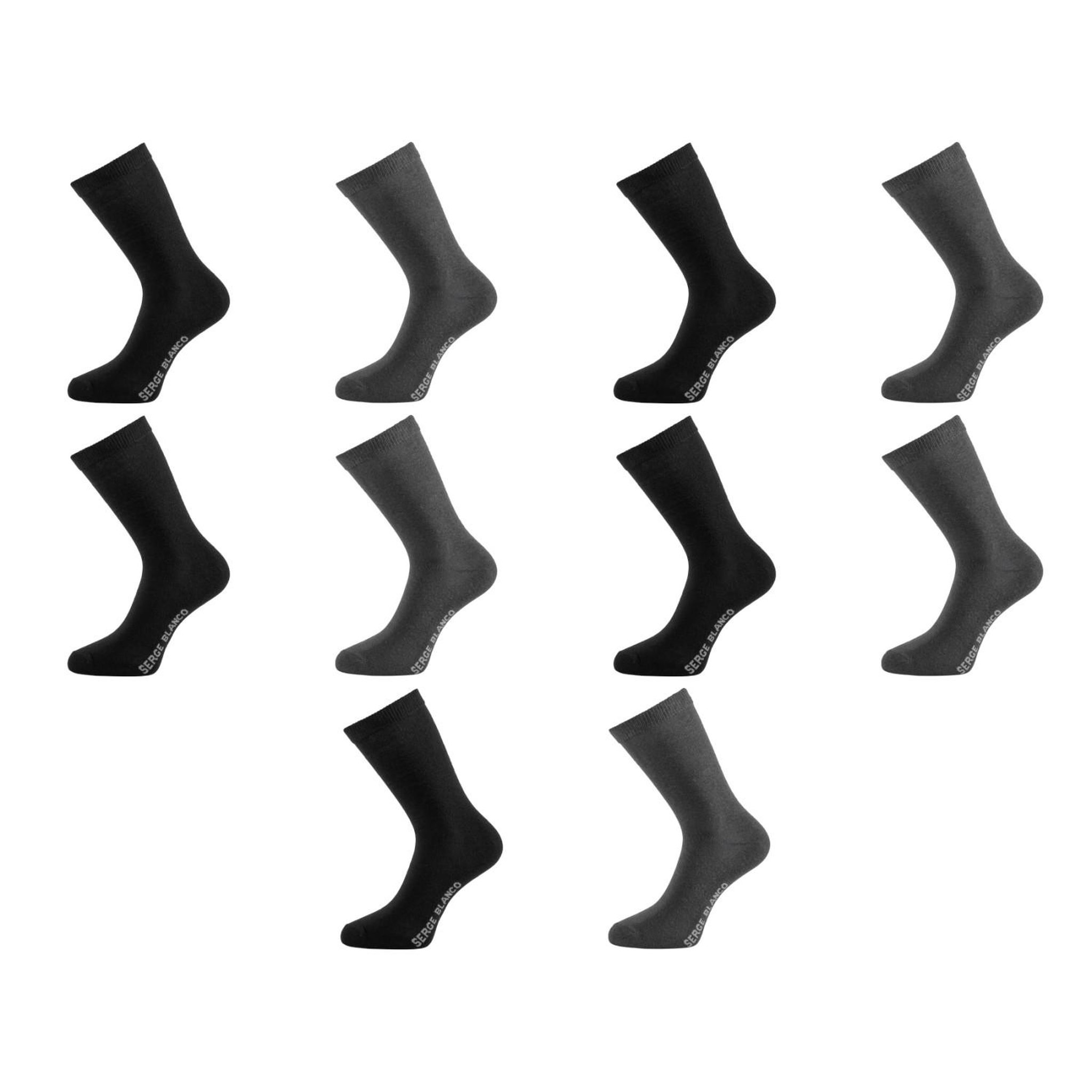 SERGE BLANCO Lot de 10 paires de chaussettes de ville serge blanco. Coloris disponibles : Gris