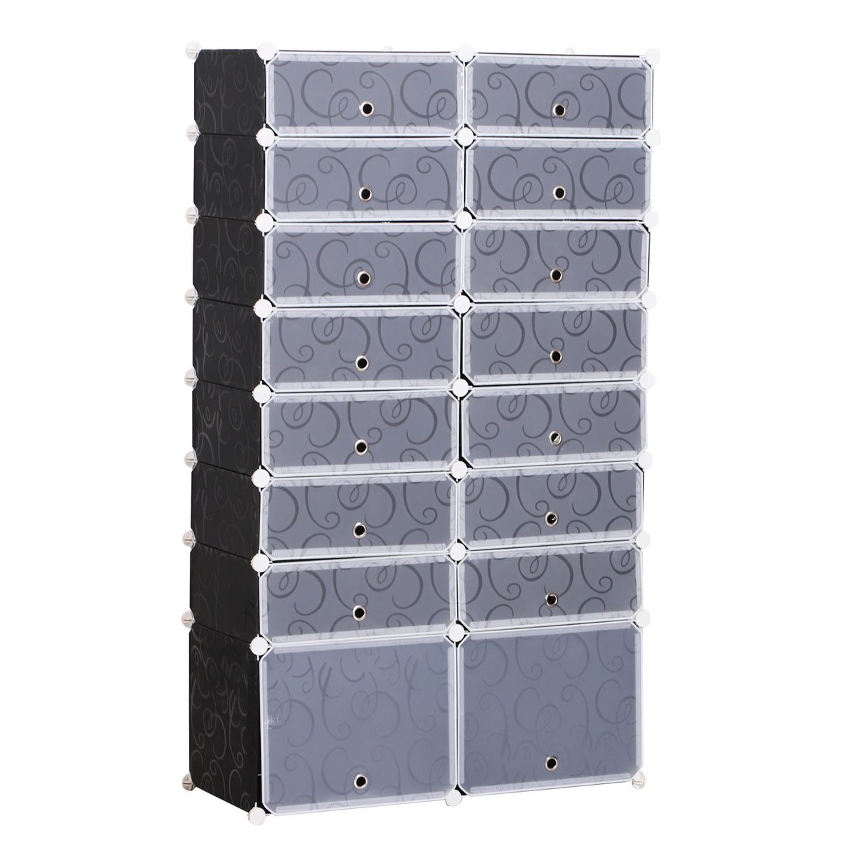 HOMCOM Armoire à chaussures range chaussures L 95 x l 37 x H 160 cm 14 cubes rectangulaires et 2 grands cubes noir et blanc