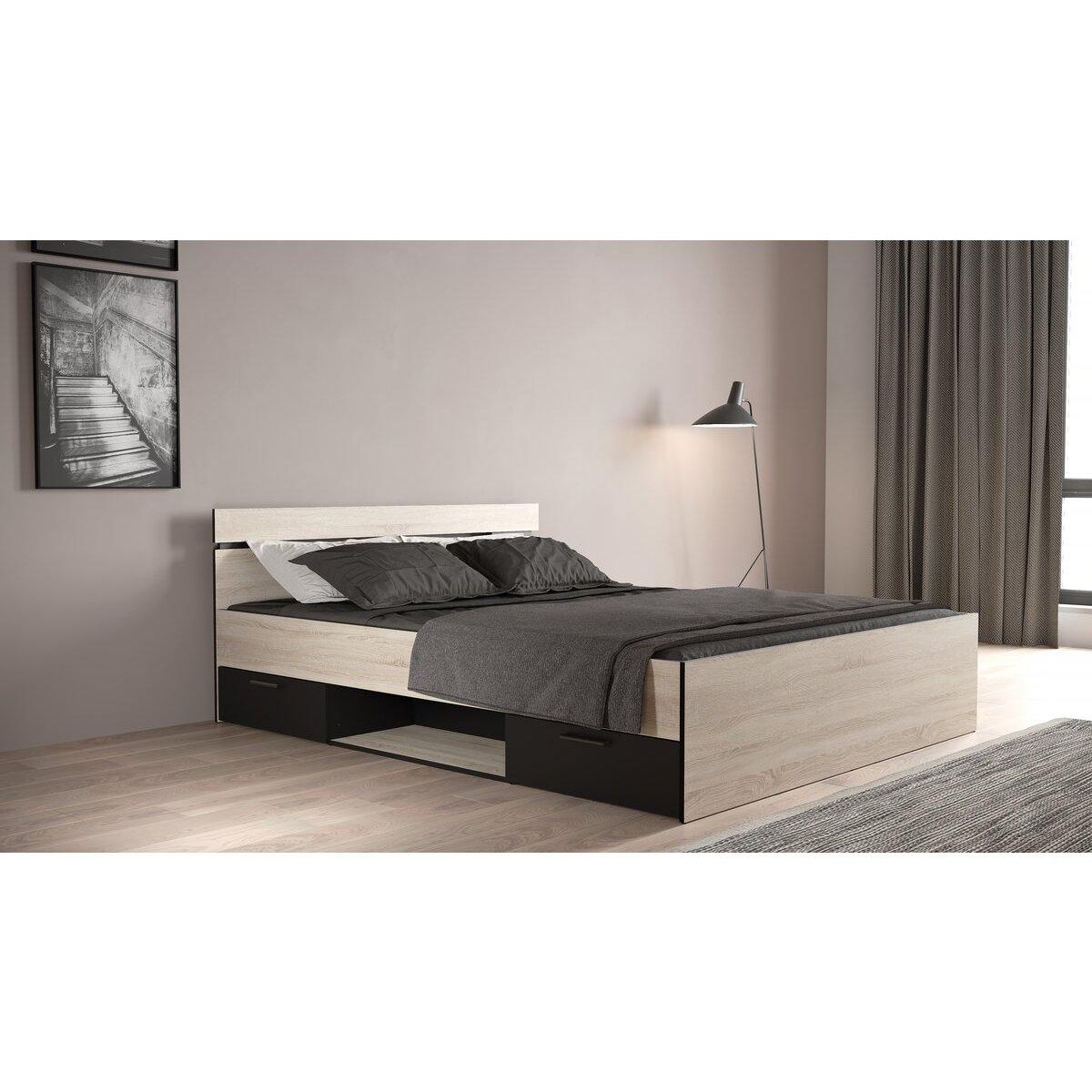 Habitat et Jardin Lit Double en bois  Michigan  - 160 x 200 cm - Beige