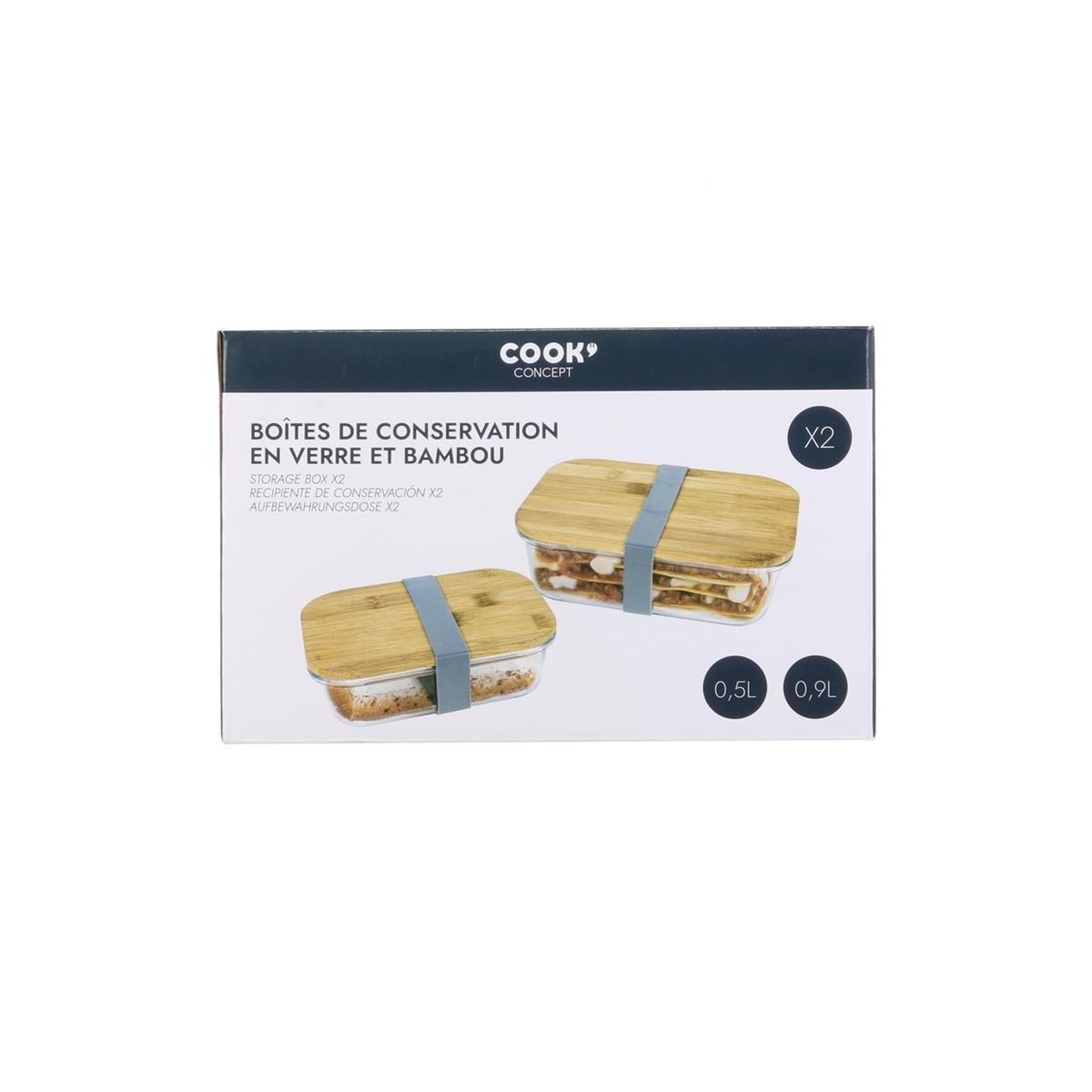 Voir la diapositive 5 : COOK CONCEPT Lot de 2 boîtes de conservation  bambou  0,9l transparent