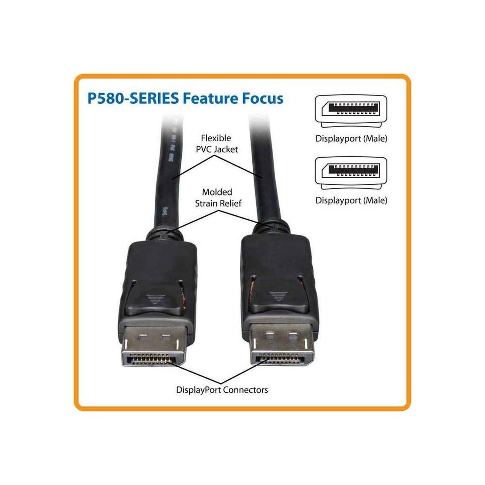 Voir la diapositive 5 : Eaton Câble displayport vers displayport noir 1,83 m, displayport 1.2, verrou de sécurité