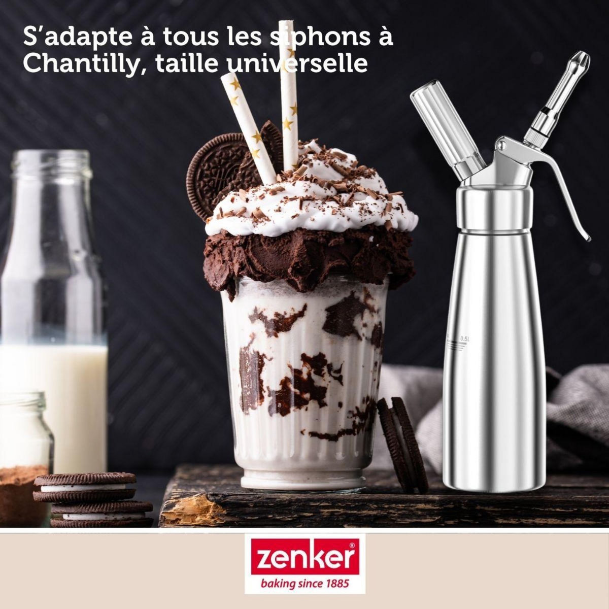 ZENKER Lot de 12 cartouches de protoxyde d'azote pour siphon à Chantilly Zenker Smart Pastry