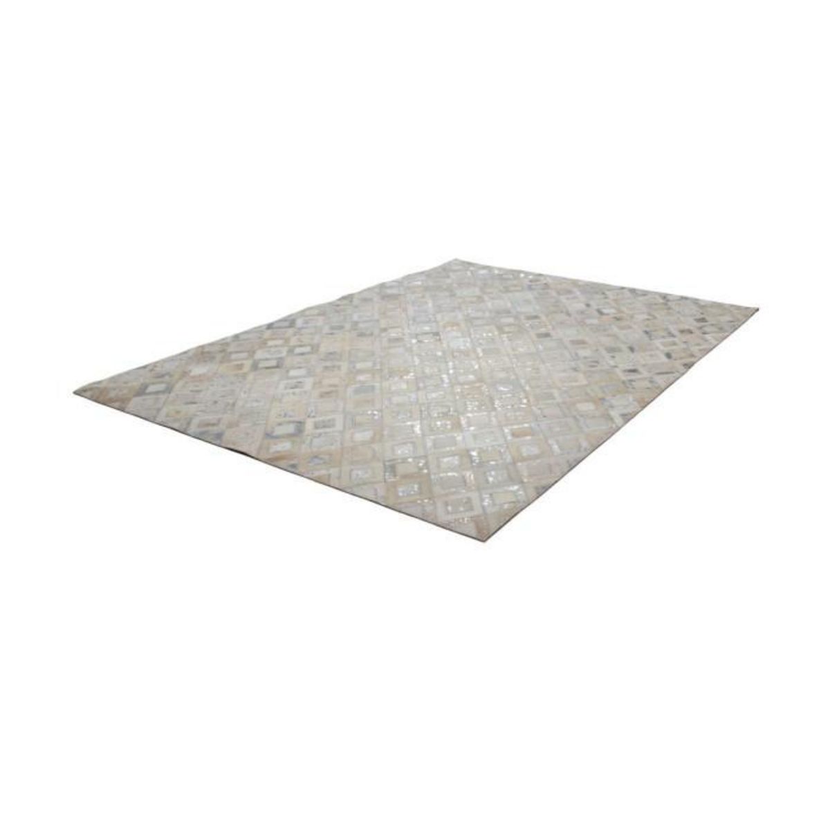 Paris Prix Tapis en Cuir Effet Métallique  Spark  Gris & Argent