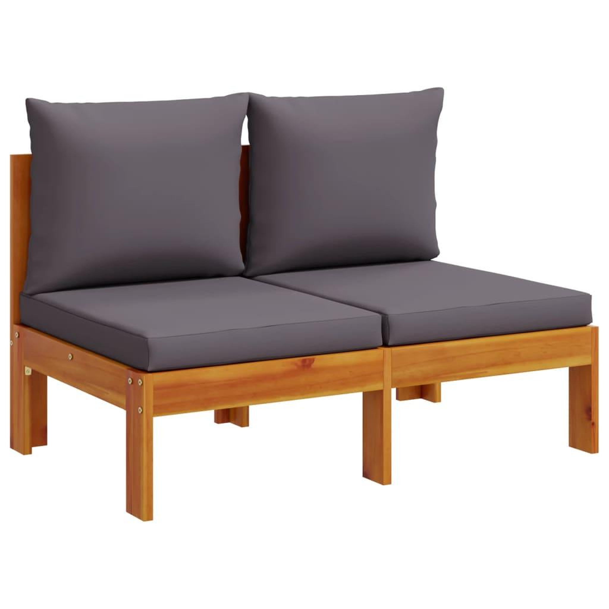 Voir la diapositive 2 : VIDAXL Canape de jardin sans accoudoirs coussins 2 places bois acacia