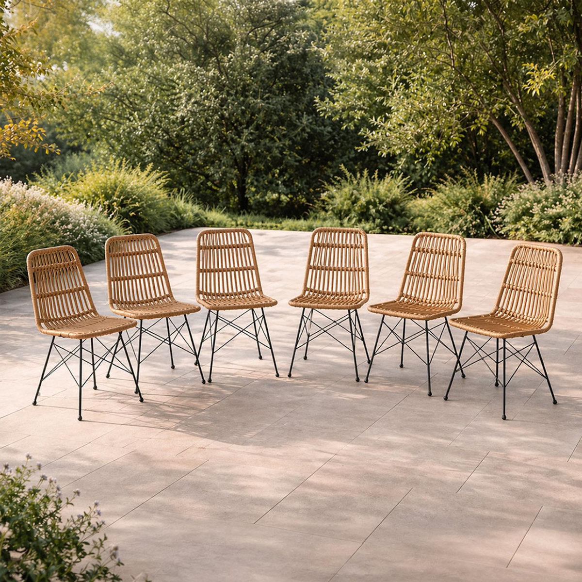 CONCEPT USINE Lot de 6 chaises en résine tressée effet rotin BAGO