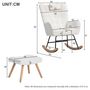 Voir la diapositive 4 : MERAX Rocking-chair Fauteuil à Bascule Avec 1 Repose-pieds Et 1 Oreiller Blanc