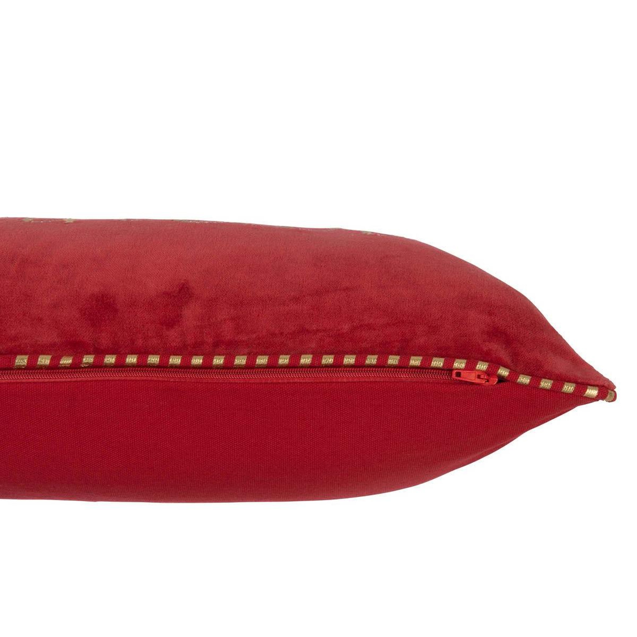 Voir la diapositive 3 : J-LINE Coussin déco bonheur  ellis  30x45cm rouge