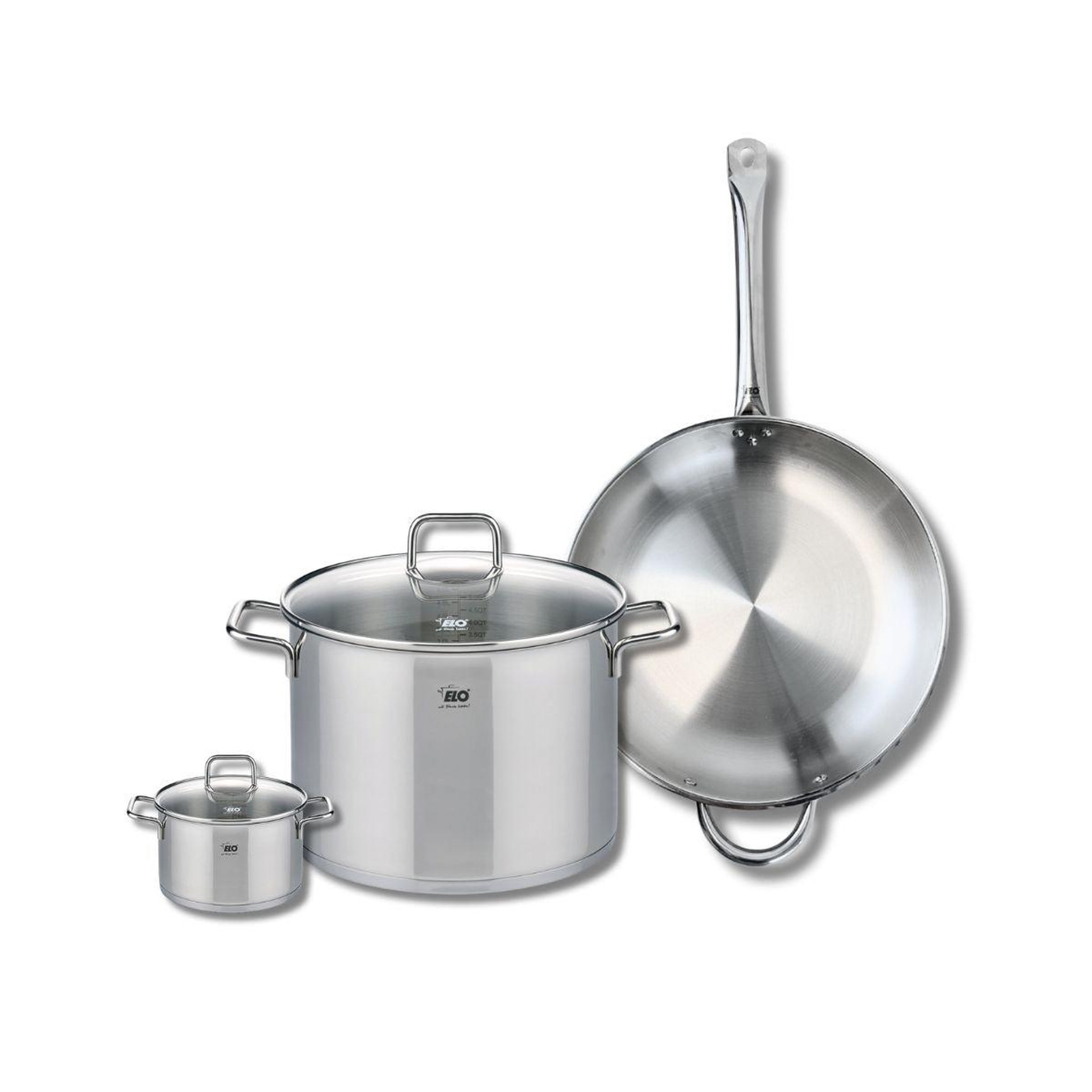 ELO Ensemble de 1 poêle de cuisson 32 cm et 2 faitouts 12 et 26 cm elo profi citrin