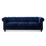 Paris Prix Canapé 3 Places Velours  Chesterfield  209cm Bleu
