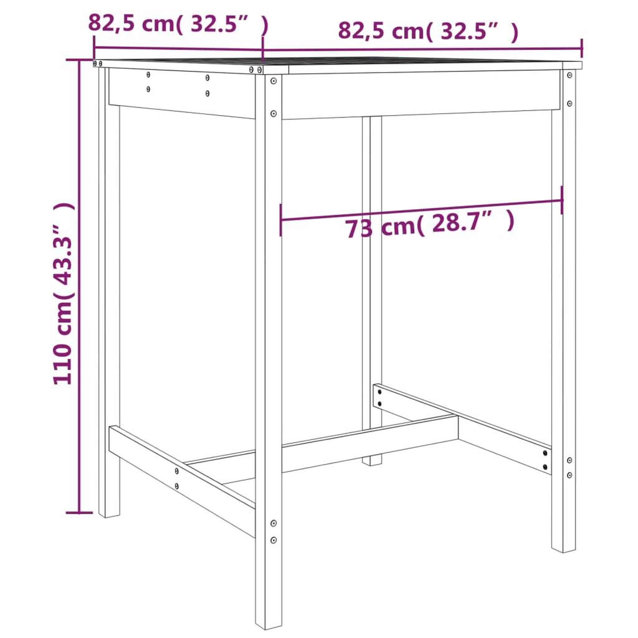 Voir la diapositive 6 : VIDAXL Ensemble de bar de jardin 5 pcs noir bois de pin massif
