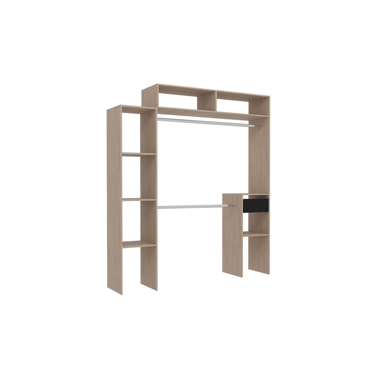 CONCEPT USINE Dressing bois extensible avec 2 penderies, 4 étagères et 1 tiroir ELYSEE