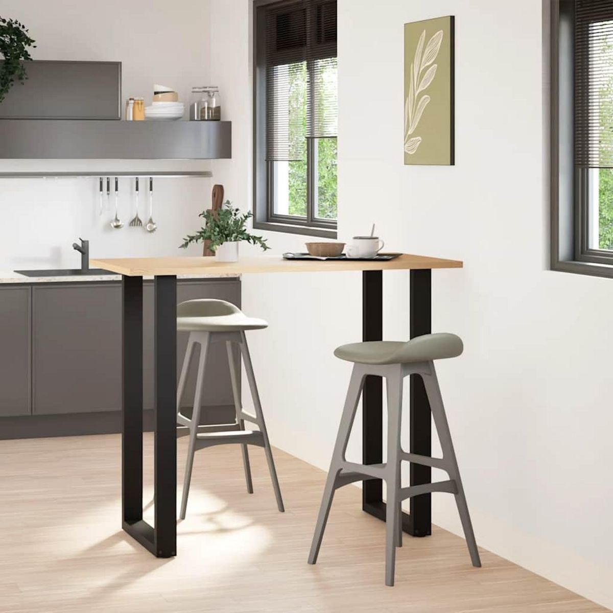 VIDAXL Pieds de table basse forme de U 2 pcs noir 60x(110-111)cm acier