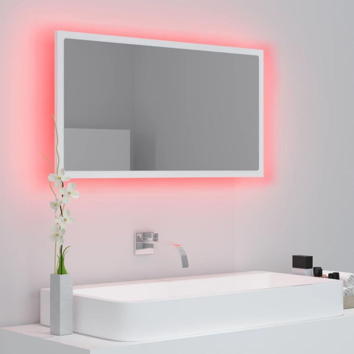 VIDAXL Miroir a LED de salle de bain Blanc 80x8,5x37 cm Acrylique