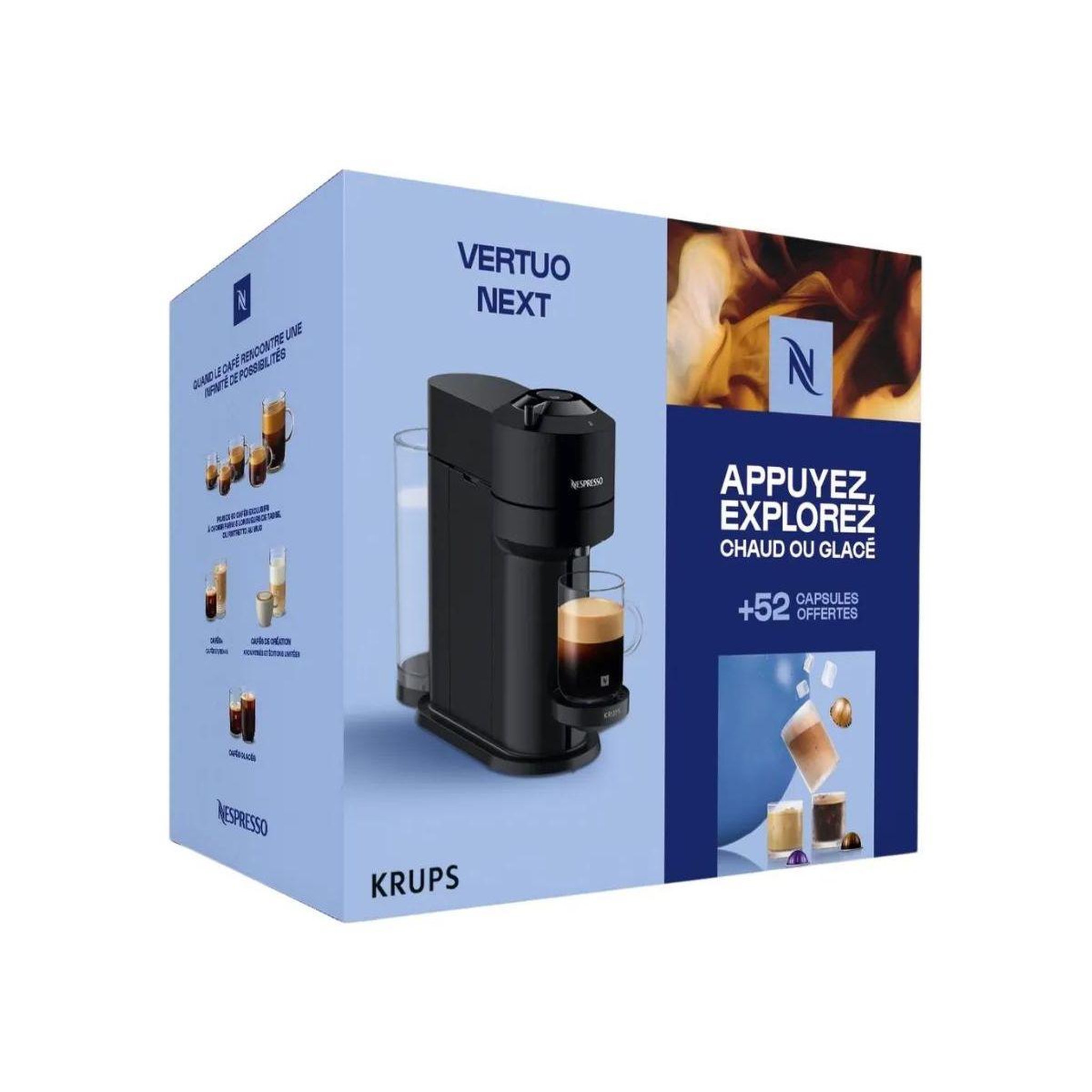 Voir la diapositive 3 : KRUPS Nespresso vertuo next nespresso noir mat et 52 cap
