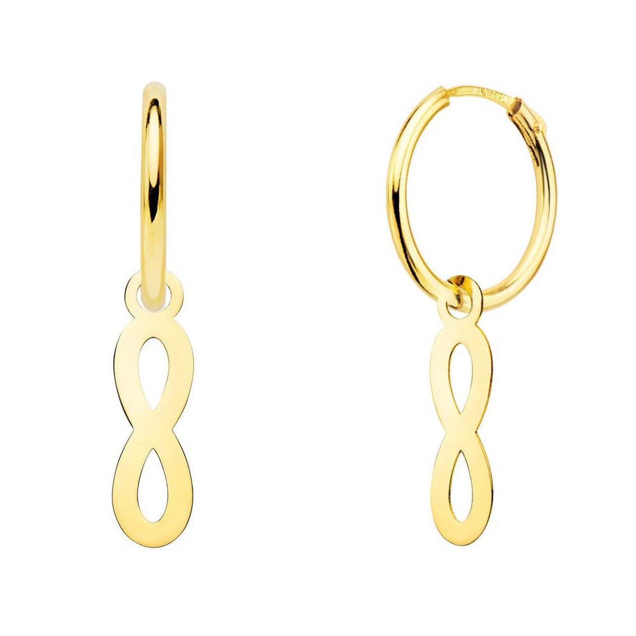 L'ATELIER D'AZUR Boucles d'Oreilles Créoles Or 18 Carats 750/000 Jaune - Charms Infini Pendants