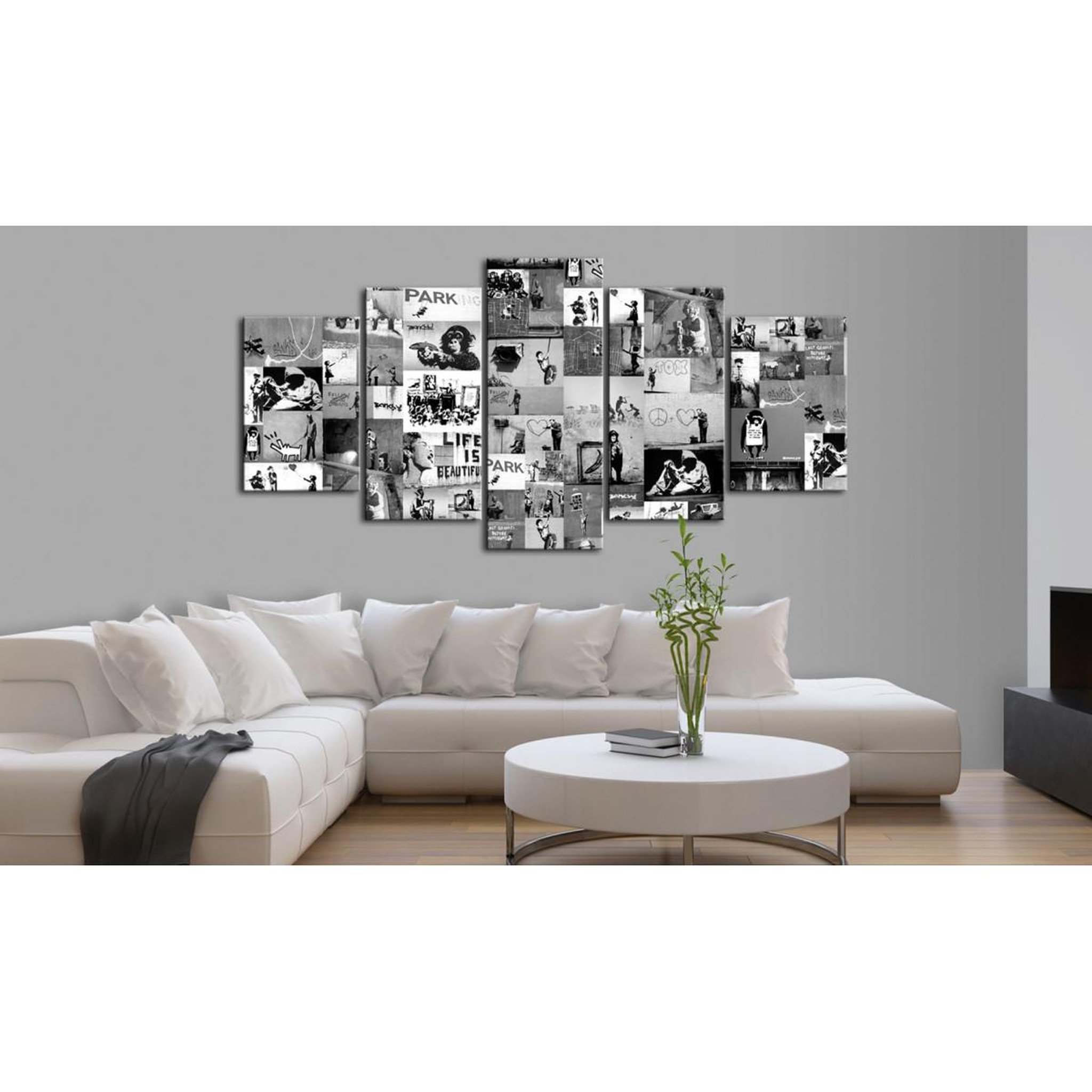 Voir la diapositive 2 : Paris Prix Tableau imprimé  banksy - graffiti collage iv