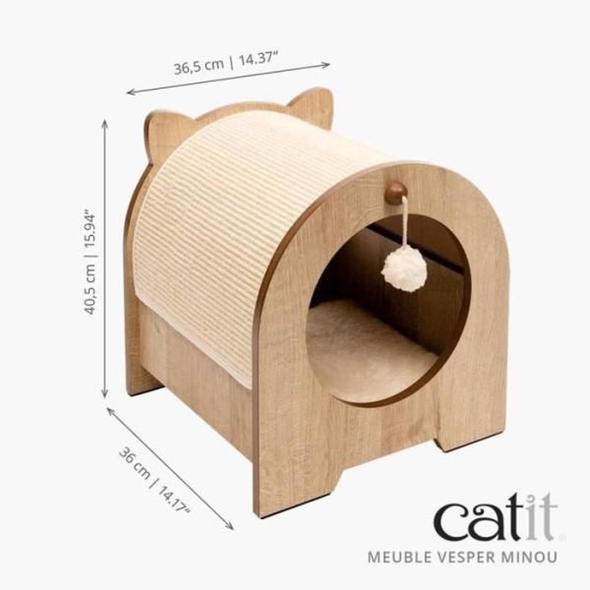 Voir la diapositive 5 : MARKET24 Meuble a griffer pour chat - CATIT - Vesper Minou - Tapis a griffer en sisal remplaçable - Aspect chene - L. 36 x l. 37 x H. 40