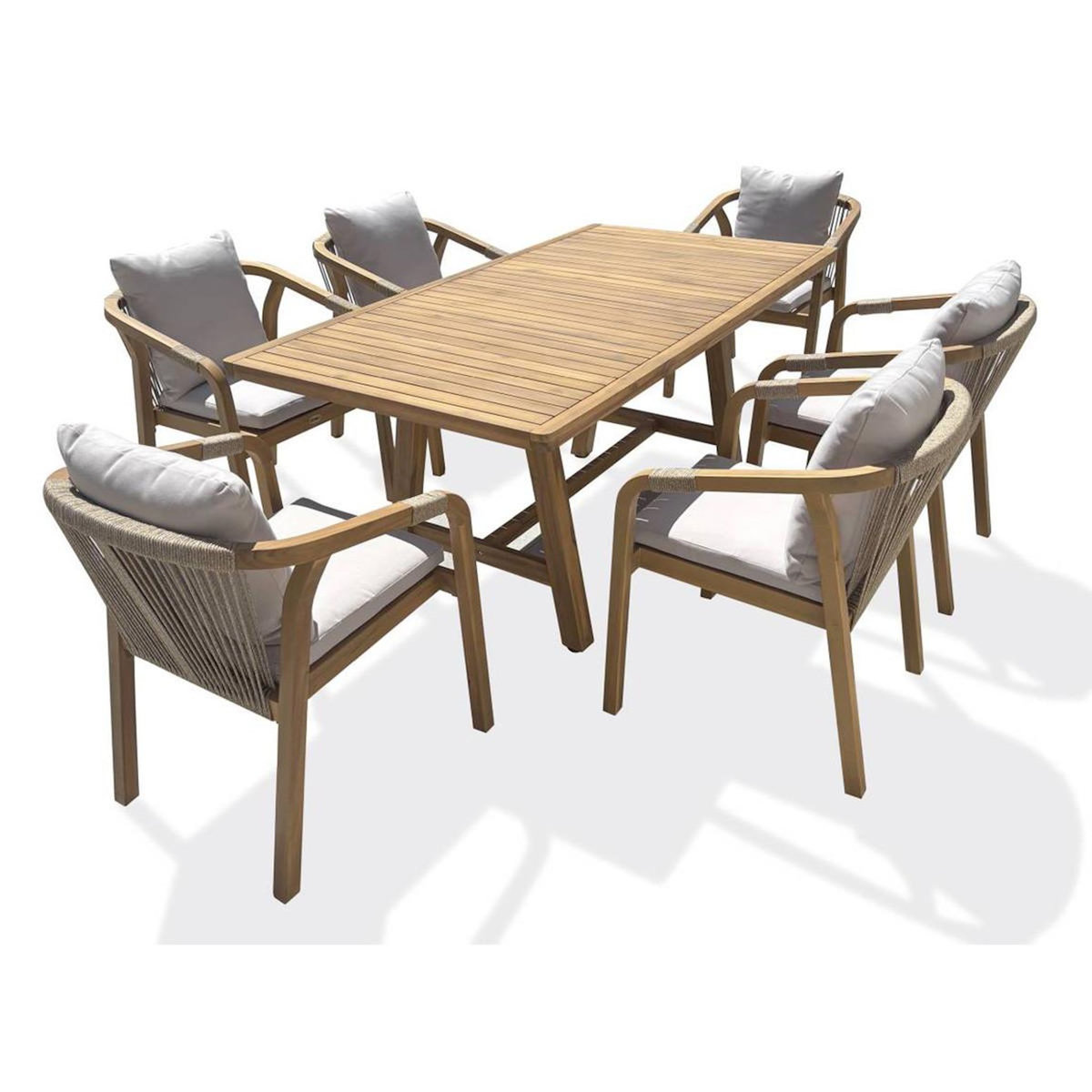 Paris Prix Ensemble Table de Jardin & 6 Fauteuils  Serena  170cm Naturel