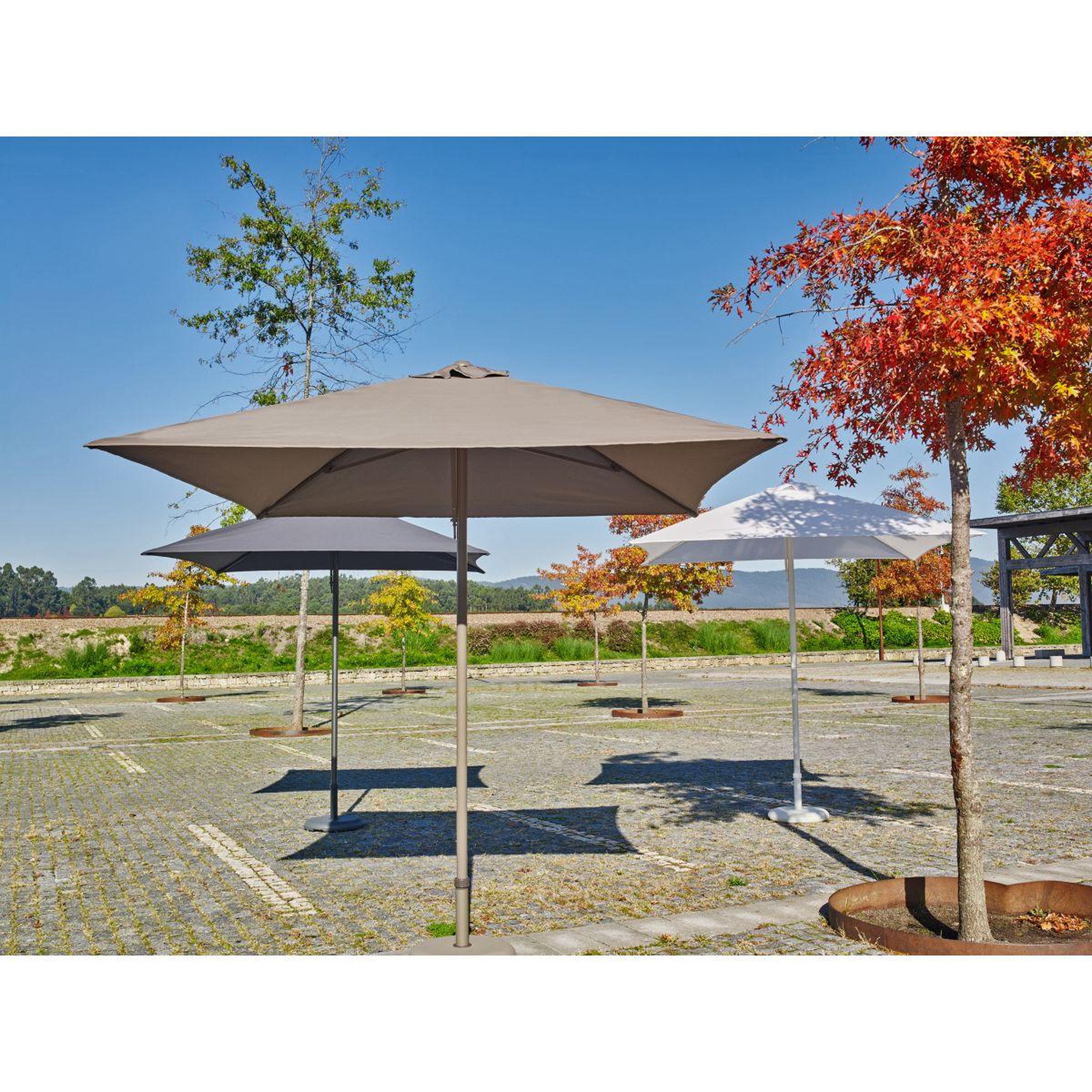 Voir la diapositive 7 : EZPELETA Parasol droit 250x250cm en aluminium gris anthracite EOLO