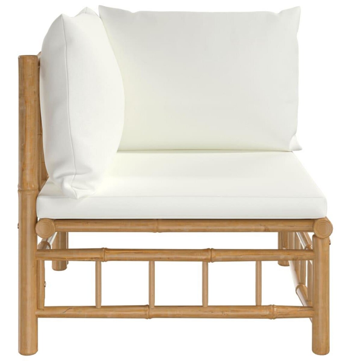 VIDAXL Canape d'angle de jardin avec coussins blanc creme bambou