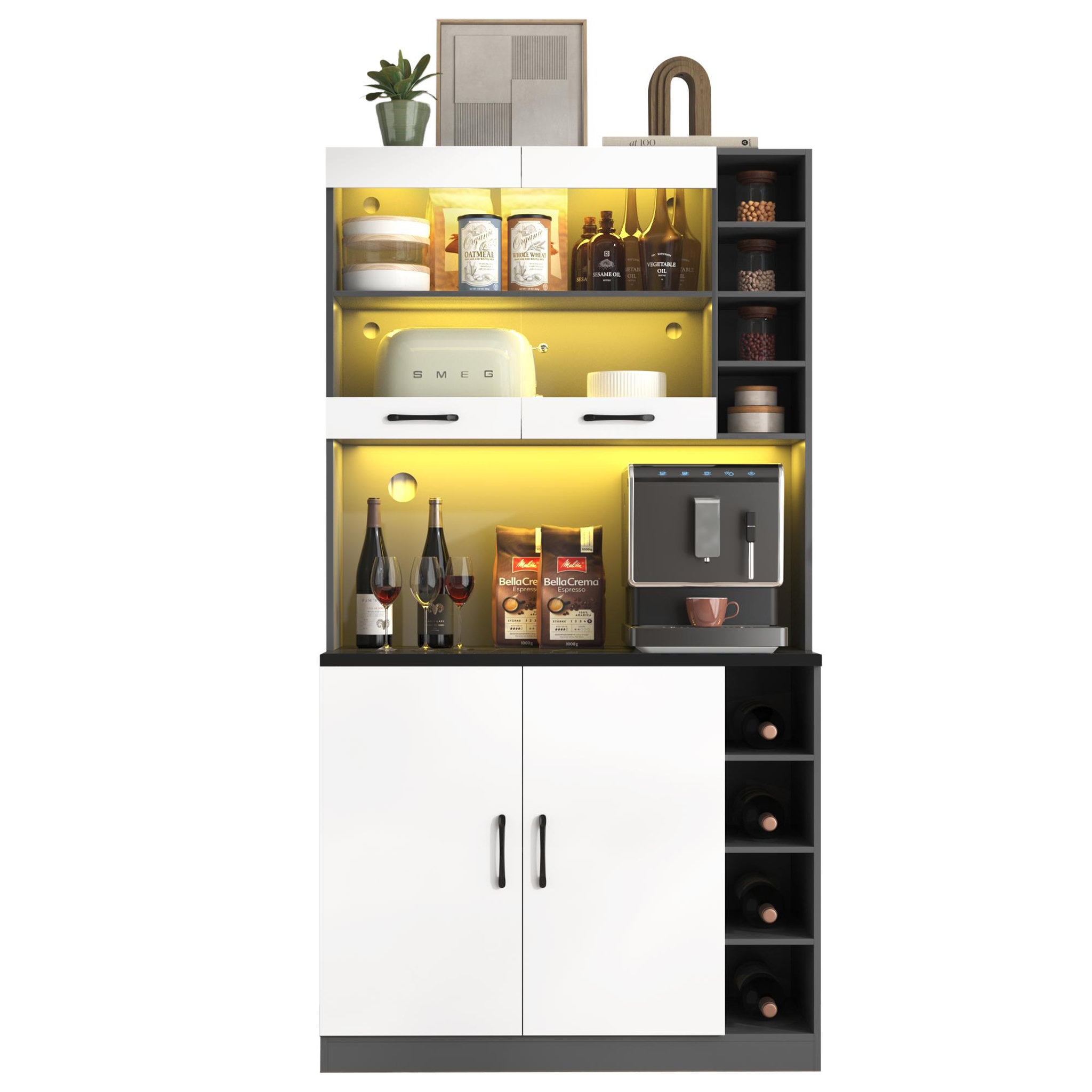 Voir la diapositive 1 : MERAX Buffet de cuisine 4 portes 0 tiroirs