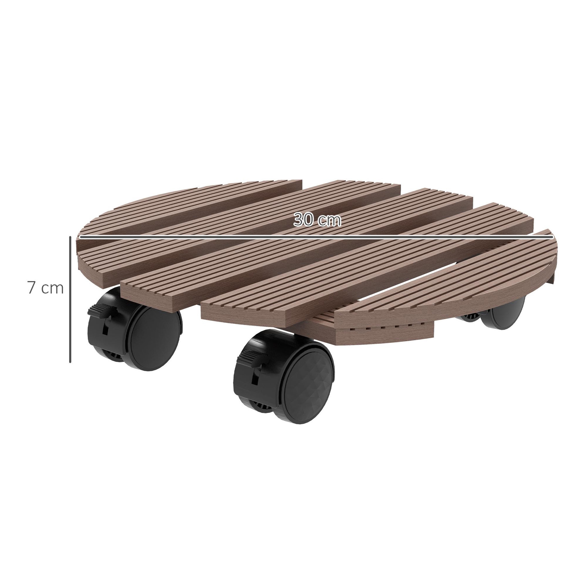 Voir la diapositive 3 : OUTSUNNY Lot de 4 supports ronds pour plantes avec roulettes intérieur extérieur