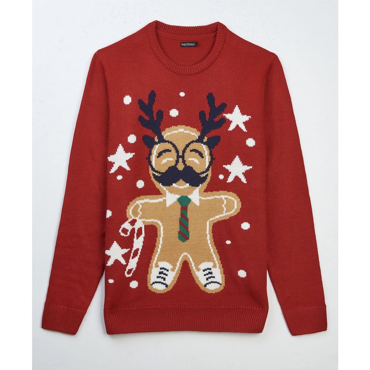 IN EXTENSO Pull de noël rouge homme
