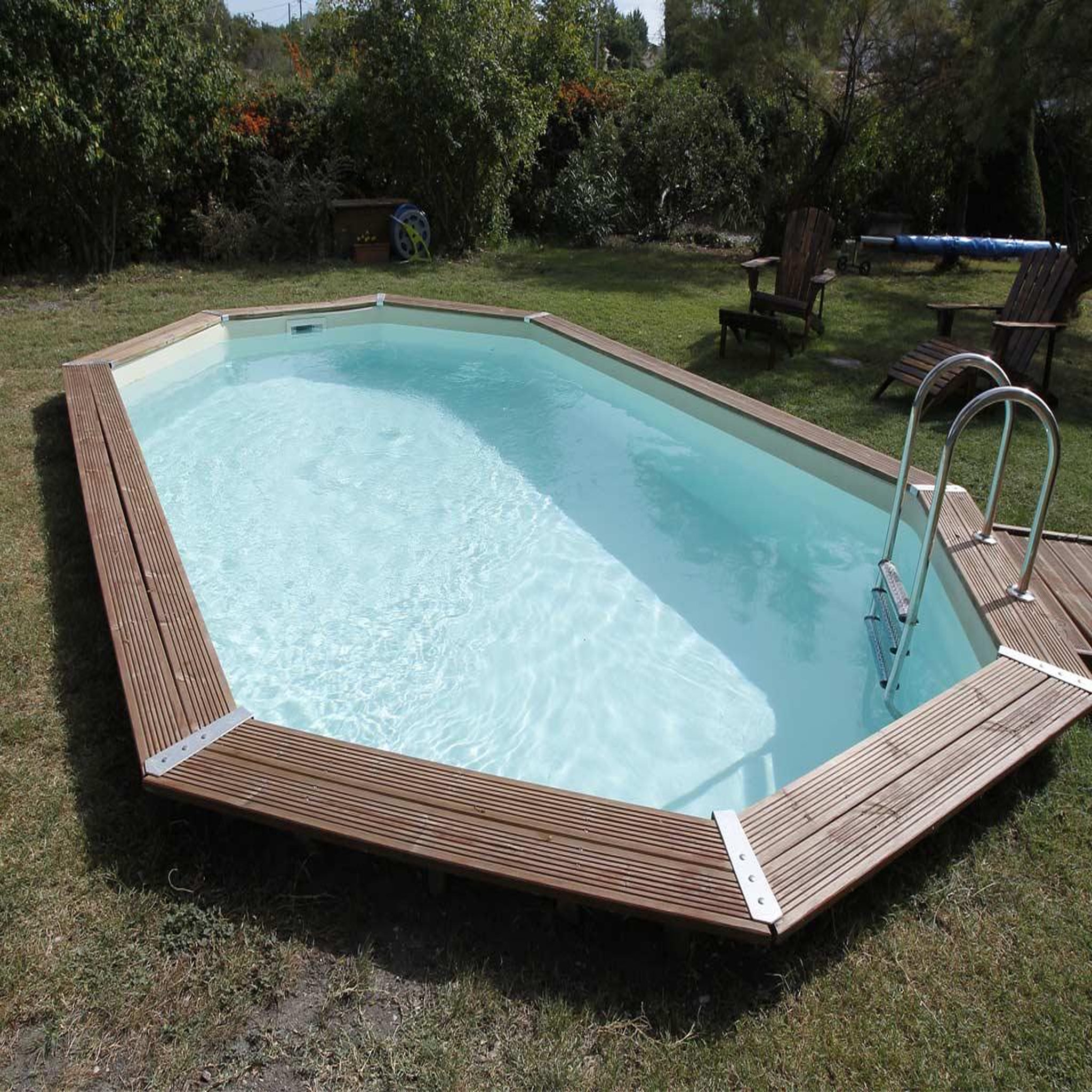 Voir la diapositive 3 : Ubbink Piscine bois océa 6,10 x 4,00 x 1,30 m - liner gris - ubbink
