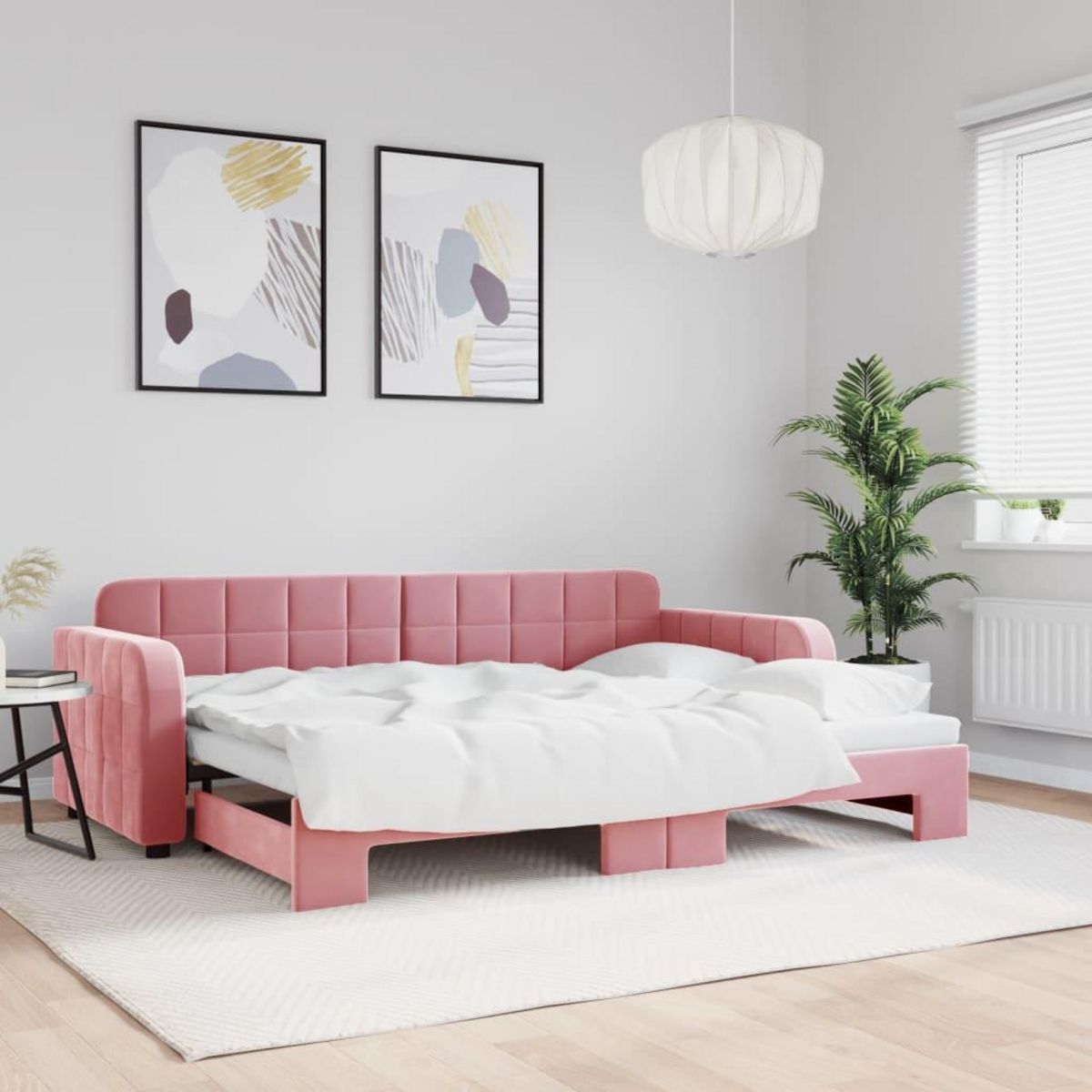 VIDAXL Lit de jour avec gigogne sans matelas rose 80x200 cm