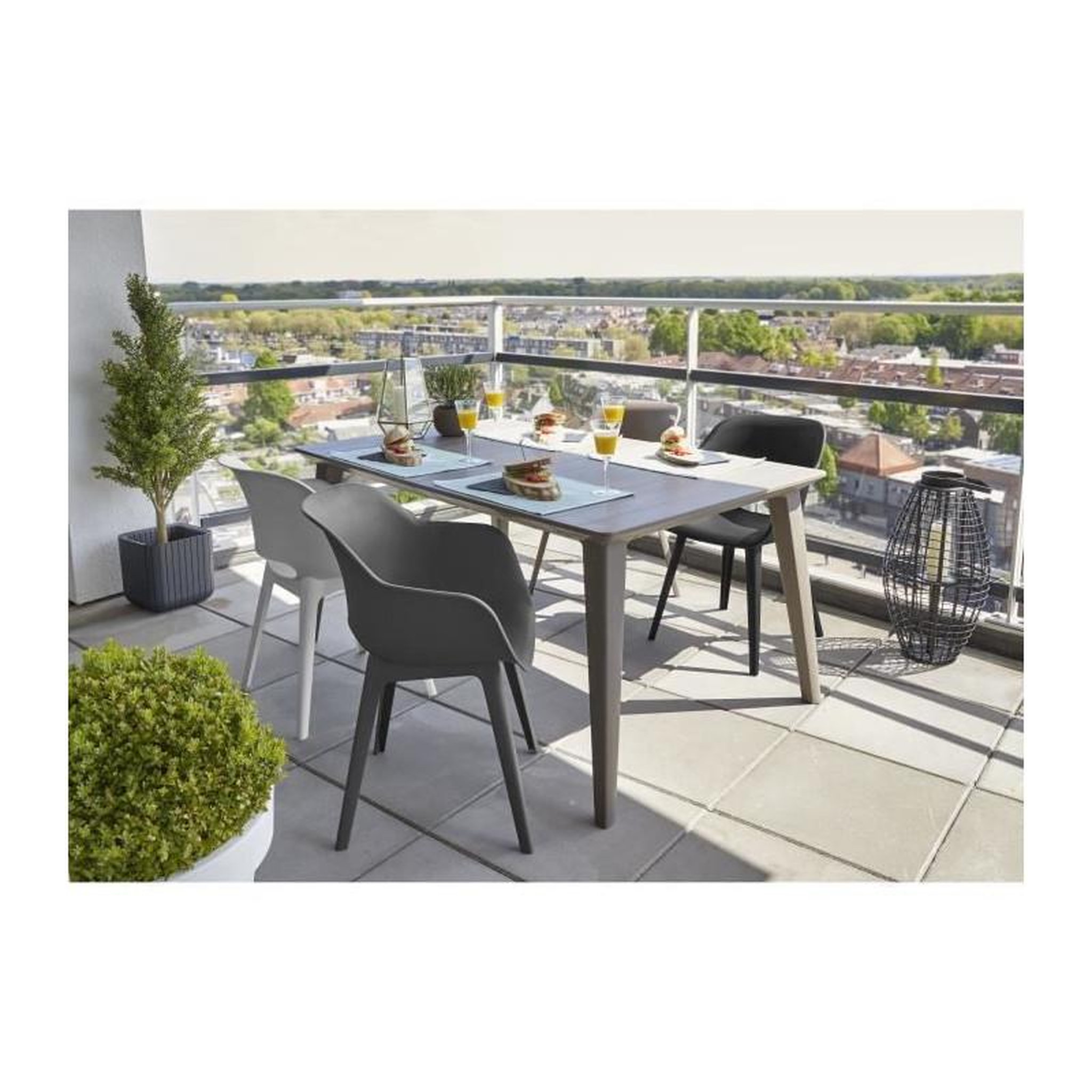 Voir la diapositive 2 : ALLIBERT JARDIN ALLIBERT JARDIN Table Lima 160 6 personnes - Design contemporain - Cappucino