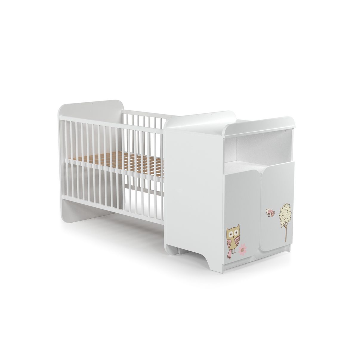 Lit bébé combiné 60x120 cm évolutif 90x190 cm HIBOUX