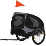 PAWHUT Remorque vélo pour chien 20 Kg pliable barre attelage fixation réflecteurs drapeau noir
