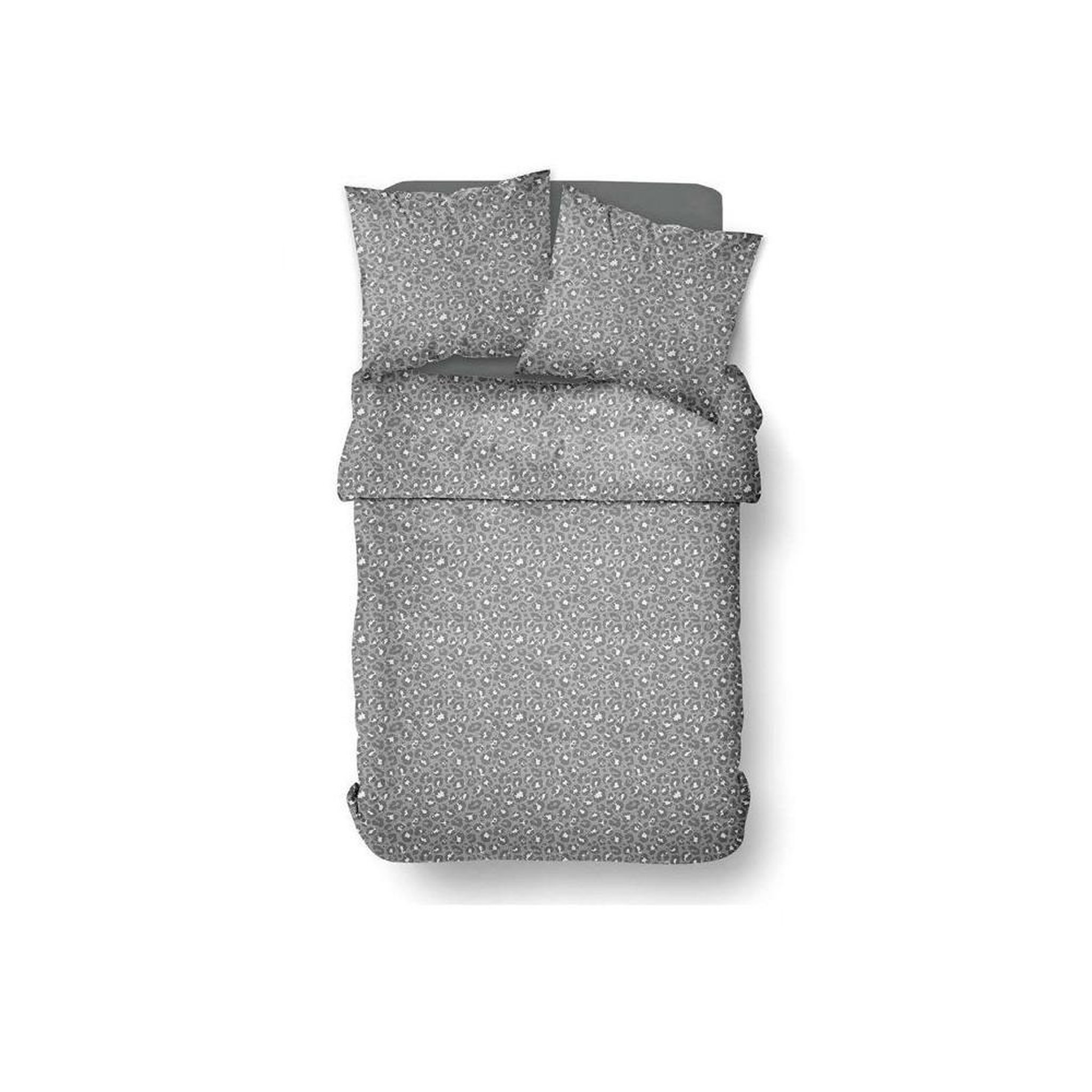 Voir la diapositive 4 : Today Parure de lit today sunshine coton 240x220 cm imprimé léopard gris anthracite, réversible pour 2 personnes, housse de couette + 2 taies 63x63 cm